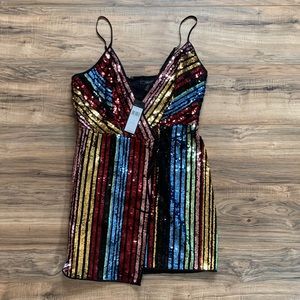 BCBG. Multi color Sequin Dress Size 10.